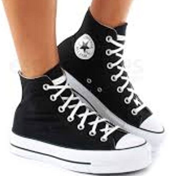 Converse Chuck Taylor All Star Lift Hi Sneakers Platform Canvas Black White 6 - Picture 1 of 7